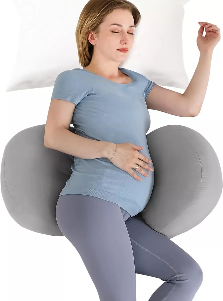 Vrindakul Grey H-Shape Maternity Pillow – Full Body Support for Moms-to-Be