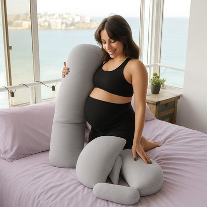 Vrindakul Grey H-Shape Maternity Pillow – Full Body Support for Moms-to-Be