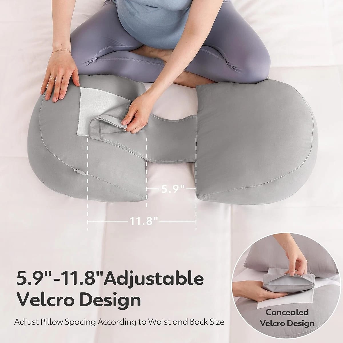 Vrindakul Grey H-Shape Maternity Pillow – Full Body Support for Moms-to-Be