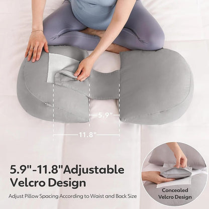 Vrindakul Grey H-Shape Maternity Pillow – Full Body Support for Moms-to-Be