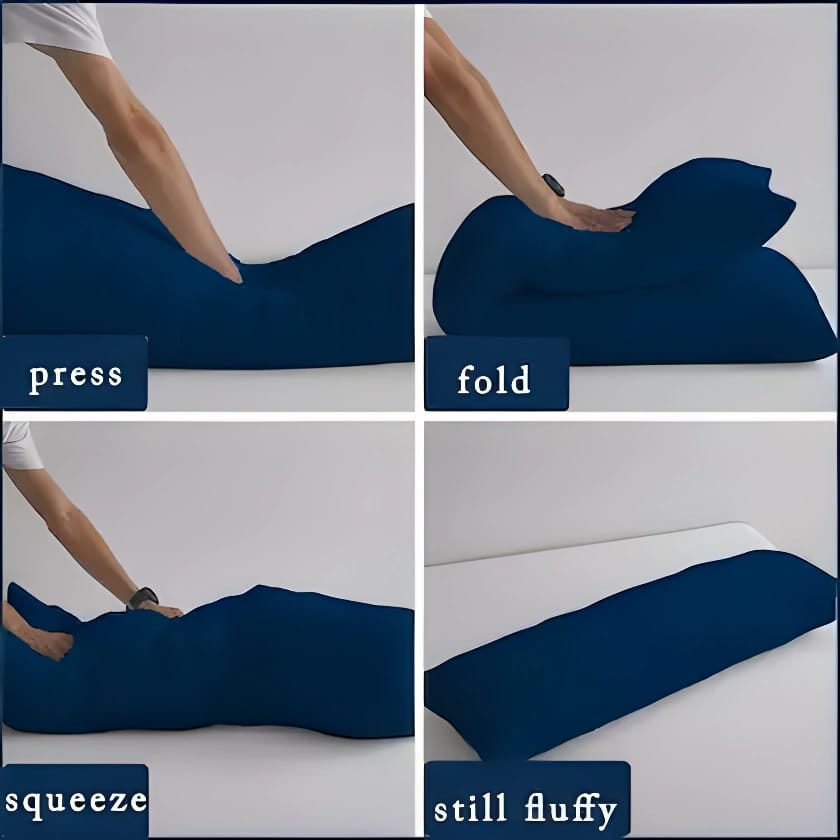 VRINDAKUL™ Long Hug Pillow – Soothing Blue | 4 Feet Comfort Companion